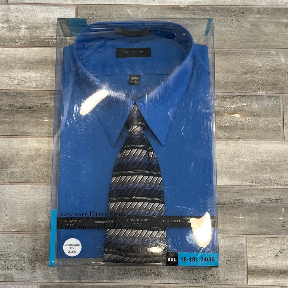 Covington Royal Blue Dress Shirt with Tie